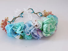 Girls Women Halo Blue Flower Crown hair headband Garland Wreath Tiara