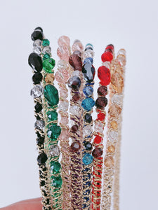 1x Women Girl Lady Colorful Crystal Beads Rhinestone Look Headband Hair Band