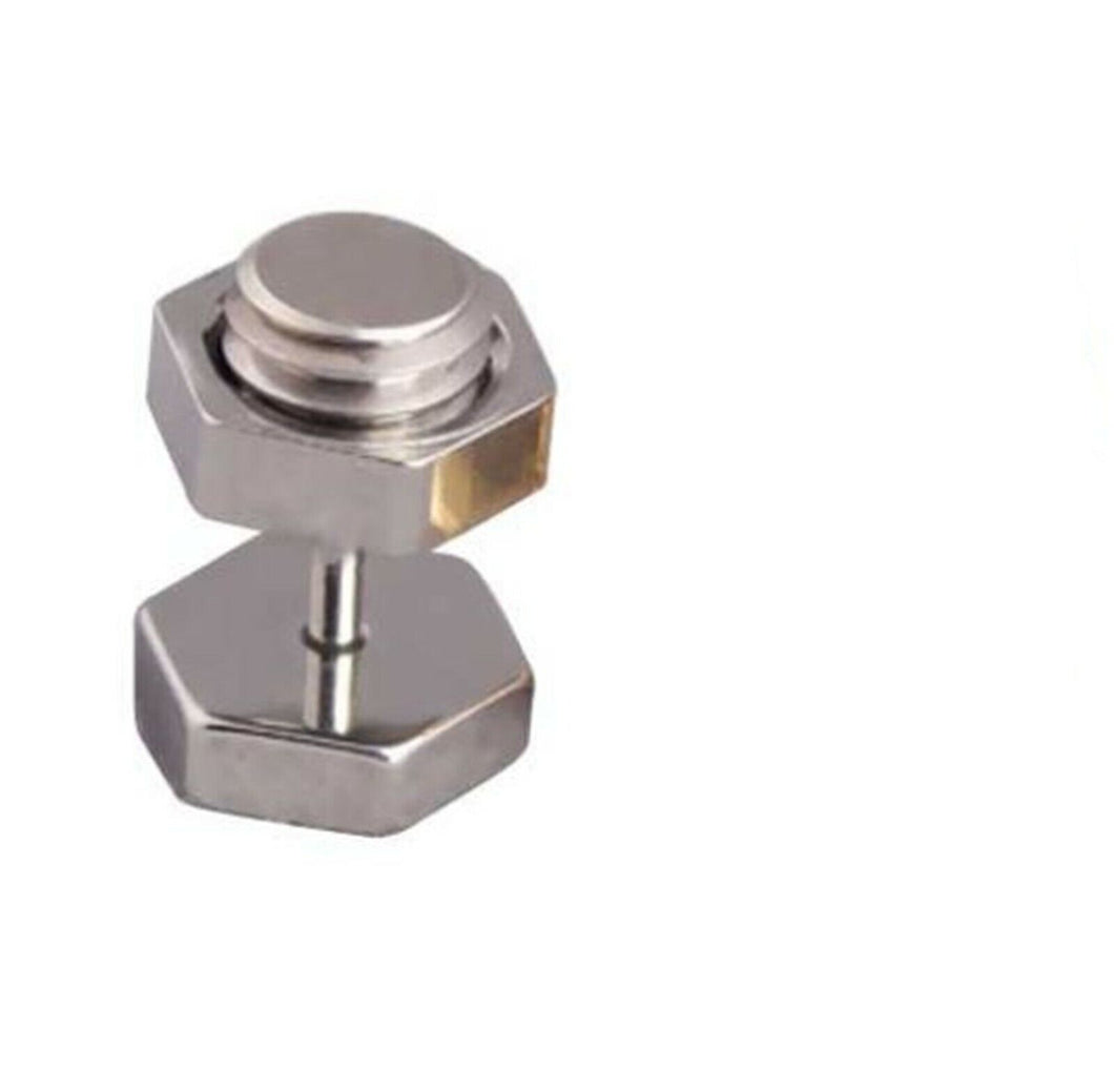 1X Gothic Titanium Fake Nail Screw Bolt Shape Stud Bar Piercing Stud Earring