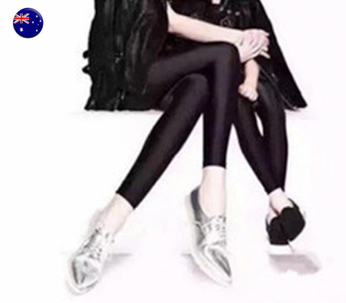 Women Girl Child Kids leather wet look sleek Fashion Party Black Pants leggings