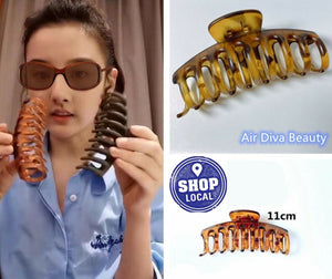 Women Easy Tie up Leopard Black Acetate Tie Up Hair Claw Clip Accessory Clamps