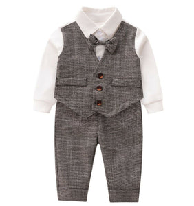 Boys Kids Baby Wedding Birthday Party Romper Bodysuit Outfits Suits Bowtie Set