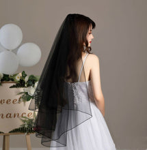 Women White Or Black Bride Wedding Simple Raw Lace Head Hair Veil Without COMB Black