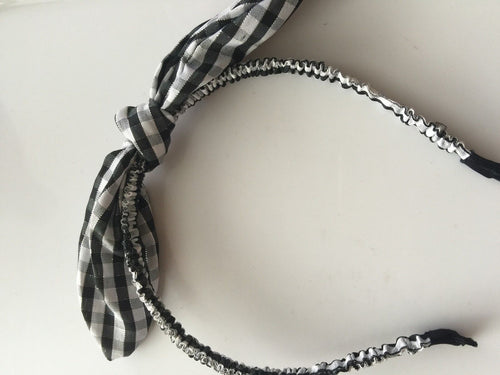 Women Lady Girl Striped or Check Bow knot wire School hair band hoop headband Design 1