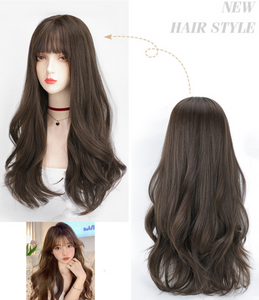 Women Lady Trendy Party Function Fringe Natural Look Long Curly Wavey Hair Wigs