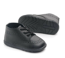 Baby Boy White Black Wedding Formal Party Synthetic leather Rubber Bottom Shoes