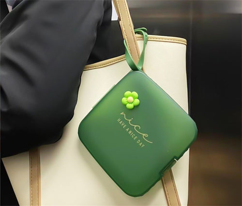 Card Money Sanity pads Travel Bag Organiser Face Mask Container Flat Box Case Square in Dark Green Case