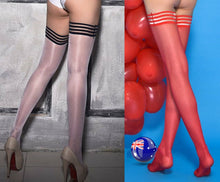 Women Sexy Thigh High Stripe Lace Stay Sheer Stockings Pantyhose Tights hosiery