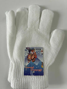 Girls Boys Kids Children Warm Knit Ski Outdoor Winter SHORT Gloves Mittens 5-10Y White Gloves