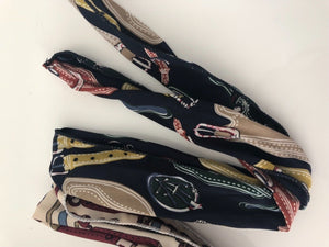 Women Retro Chain belt Wire Bunny Ear bow scarf Hair head band headband bandana