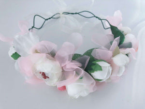 Women flower Girl Kids Fairy wedding White Party Hair Headband Garland