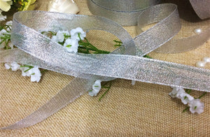 2 meter 2cm Gold or Silver Wedding Lace Gift Favor Wrap Craft Organza Ribbon Silver