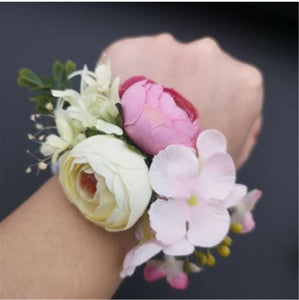 1 Women Girl Wedding Bride Bridemaid Fairy Hand Wrist Flower Corsage Bracelet