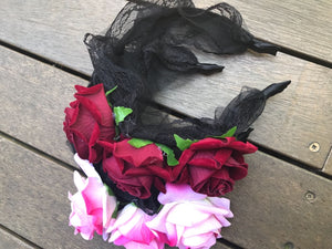 Women Girl Rose Lace Flower Wedding Tiara Prom Crown hair headband Garland PROP