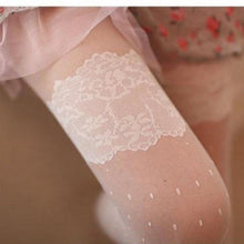Women black white Vintage Retro thigh tattoo lace Stockings Pantyhose Tights WHITE