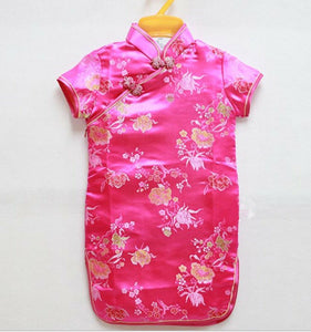 NEW Kids Girl Chinese Traditional QIPAO Costume Tunic Short Sleeve cheong Dress