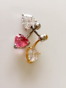 1x Heart 316L Surgical Stainless Steel Belly Navel Bar Body Piercing Jewellery