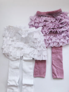 Girl Kids Winter Warm Fleece Plush Lace Tutu Skort Skirt Tights Stockings 2-6 yr