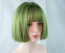 Women Girl Trendy Party Fringe Green Silver Natural Look Short BOB Hair Wigs