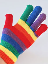 Kids Boys Girls Children Rainbow Colorful Knit Mitten SHORT Gloves 4-12 Years