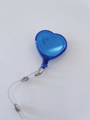 1x Love Heart Retractable Badge Holder Reel Swipe Card Security ID Pull Tag Clip Blue