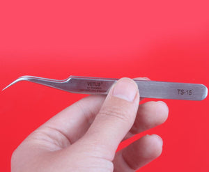 1x Curved or Pointed Hair Extension Fake False Eyelashes Nail Art tweezers Tool TS15:Curved head