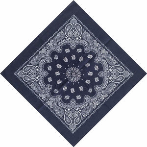 Women Men Retro Hip hop Cotton biker dance Paisley Bandana Hair Headband Wrap DARK BLUE