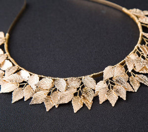 Women Girl Bride Metallic Gold Silver Leaf party hair head band Hoop Crown tiara