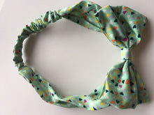 Women Lady Girl 70' 80' Retro Party bow Chiffon Headband Head Hair band Scarf Green Mint Dots
