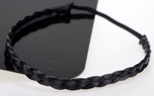 Lady Girl Bohemian Braid Wig Wedding Beach Braided Plait hair band headband #1 dark black