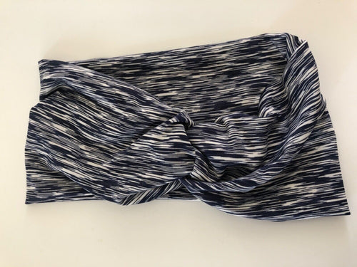Women Boho Yoga Gym Workout Cross Wide Hair head band Bandana Headband Wrap Navy