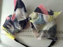 Women Lady Navy Fancy Retro big bow scarf party Hair head band Elastic HEADBAND