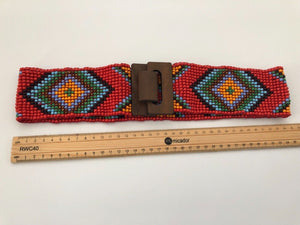 Women lady Retro Bohemia BOHO Beach Dress Stretchy Waist Belt Wooden Buckle