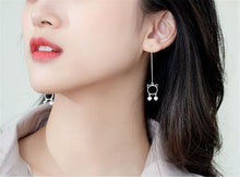 Women Cat Kitty Or Dream Catcher Dangle Small Long Earring Slim Bar Piercing