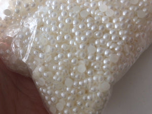 100P White Round Pearl Phone Hair Nail Acrylic Bling DIY Decoration Beads 4mm