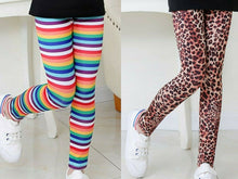 Kids Girls children Leopard Or Rainbow Stripe Stretch Leggings Pants 5-9 years