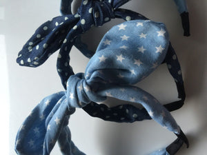 Women Lady Girls Denim Star Dots blue Wire Bunny Bow Party Headband Hair band