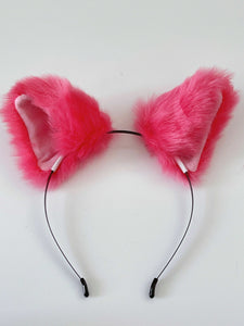 Women Children Fluffy Fur Cat Kitty fox animal Costume Ear Party Hair head band Hot Pink Fur Fluffy Ear Headband