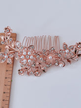 Women French Styling Evening Party Bride Rose Gold Crystal Hair comb Clip Pin