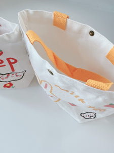 Women Girls Cute Bunny Cat Carry Small Tote Eco Canvas Shopping Bag