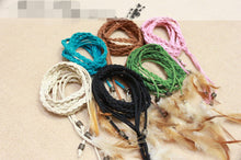 1PC women Girl suede leather Braided Feather Hair Head Waist Belt Band Tie Wrap