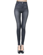 Women Faux Denim Jeans look Stretch Pencil Slim Leggings Jeggings Pants AU6-12