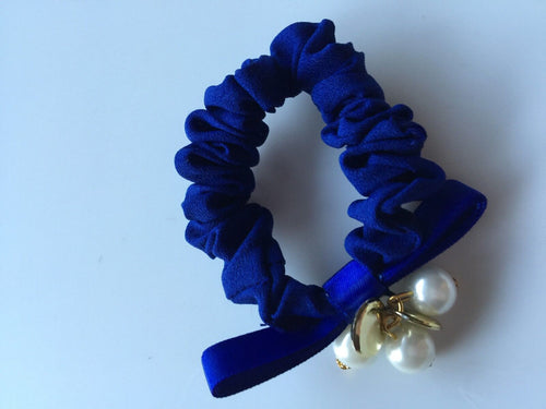 1PEICE Women Girl School Bow Elastic Hair Ties Ponytail Holder bands Scrunchies Navy Blue Scrunchies