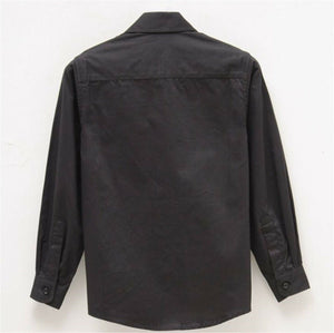 Page Boy Children Party Wedding Long sleeves Plain Black Formal Shirt