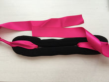 Girl Women school ribbon bow Dance Pro Bun Ball stick ponytail holder hair band Shocking bright Pink