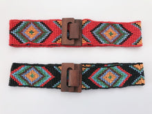 Women lady Retro Bohemia BOHO Beach Dress Stretchy Waist Belt Wooden Buckle