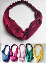 Women Retro boho Satin silky feel Cross scarf Hair head headband Wrap bandana