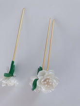 1x Women Creamy White Camellia Leaf Flower Styling boho hair U Bobby Pin