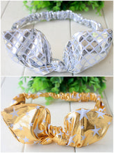 Women Girls Leather Metallic Look Rock star bunny ear Party Hair head band
