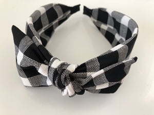 Women Girl Retro Check Wire Bunny Bow Wide Hair Headband Head Wrap Band hoop